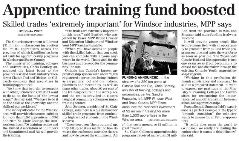 Click on link to view "The Windsor Star" newspaper article